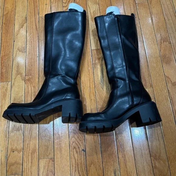 ZARA HIGH BOOTS WITH LUG SOLE BLACK 3049/410Women’s EU40/US9 BLOGGERS FAV - Picture 1 of 9